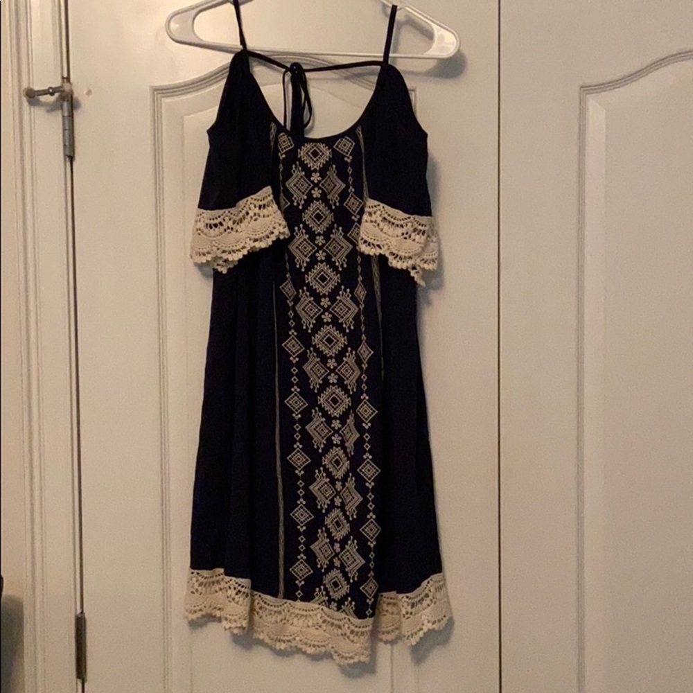 Navy blue and white dress